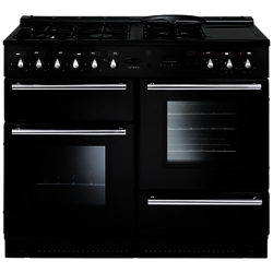 Rangemaster Toledo 110 Dual Fuel Range Cooker, Gloss Black